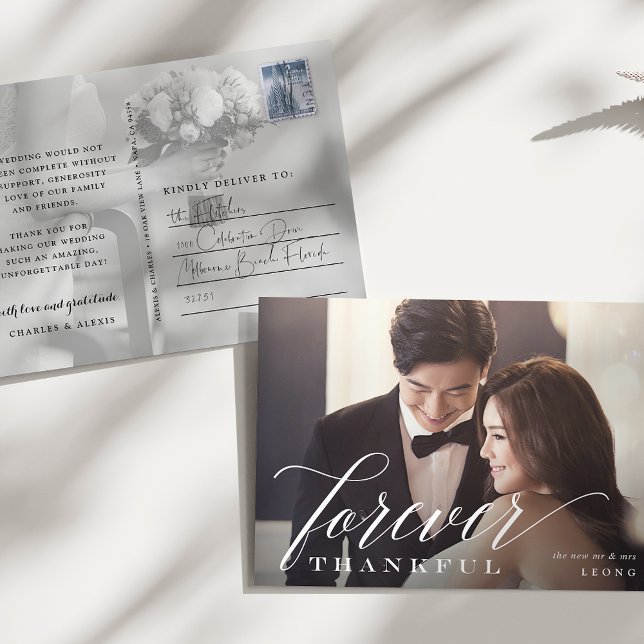 Forever Thankful Wedding Foto Vielen Dank Postkarte (Von Creator hochgeladen)