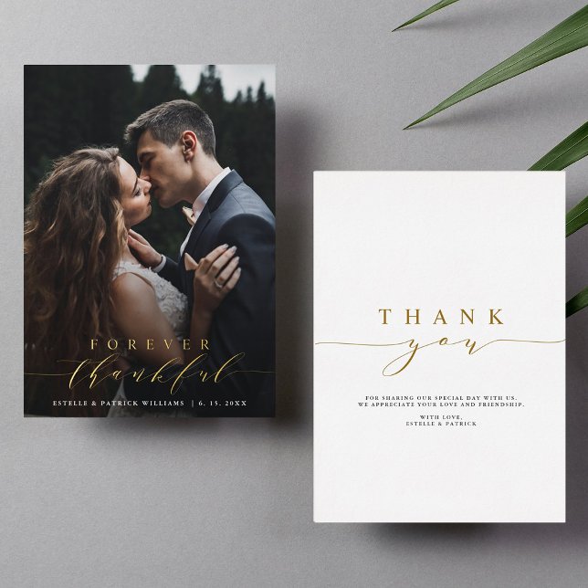 Forever Thankor Foil Mariage Carte de remerciement (Front & Back)