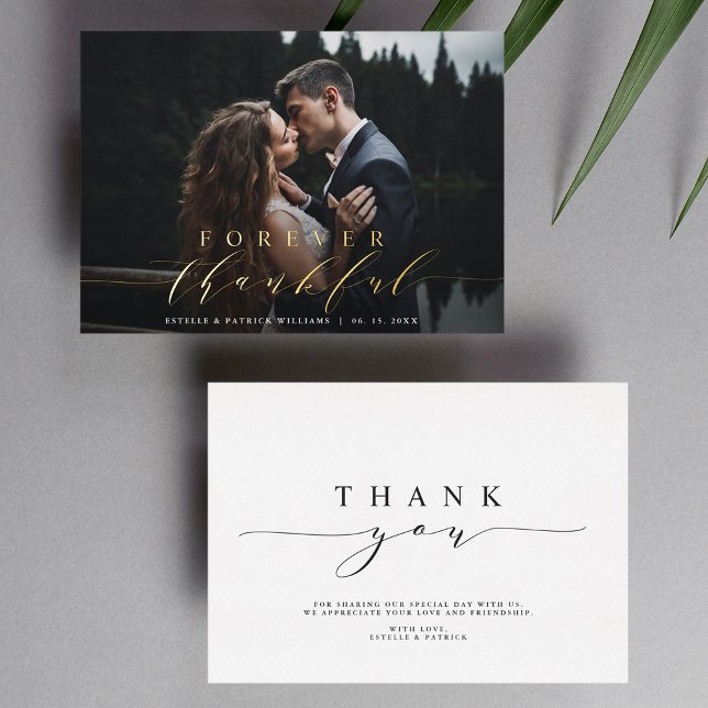 Forever Thankor Foil Mariage Carte de remerciement (Front & Back)