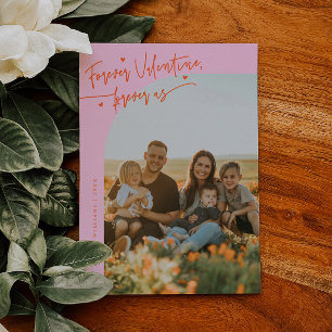 Forever Us Schrift Orange Rosa Valentinstag-Foto Feiertagskarte