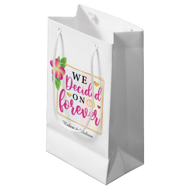 Forever Wedding Verlobung Word Art Party Kleine Geschenktüte (Vorderseite Schrägansicht)