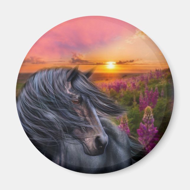 Forever Wild Black Horse Magnet (Vorne)