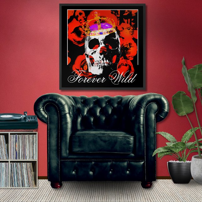 Forever Wild Gothic Skull Rote Rosen Poster (Von Creator hochgeladen)