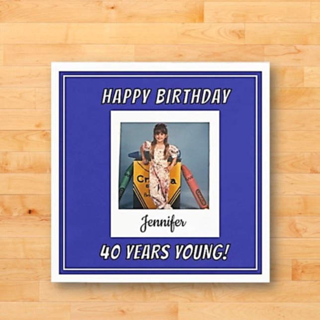 Forever Young Vintag Foto Geburtstag Serviette (Von Creator hochgeladen)