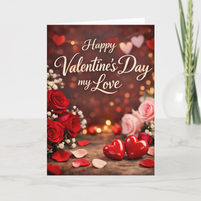 'Forever Your Valentine' Folded Greeting Card Karte (Vorderseite)
