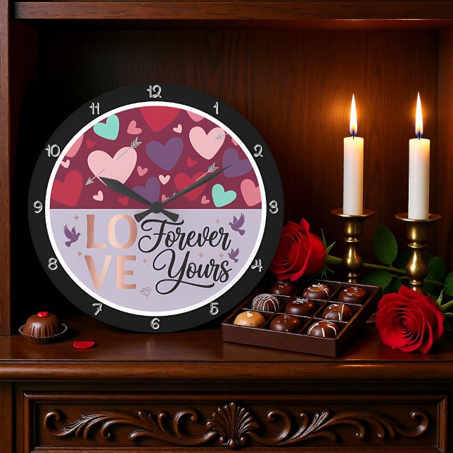 Forever Yours Love Heart Große Wanduhr (Von Creator hochgeladen)