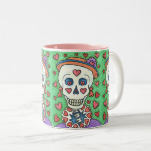 FOREVER YOURS SKELETON LADY SKULL MUG Wiederholen Zweifarbige Tasse