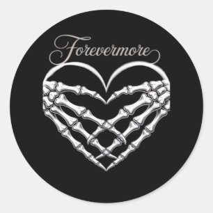 Forevermore Skeleton Hands Herz Gotische Romance Runder Aufkleber