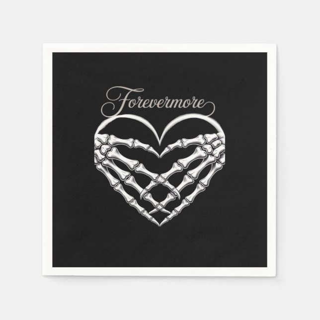 Forevermore Skeleton Hands Herz Gotische Romance Serviette (Vorderseite)