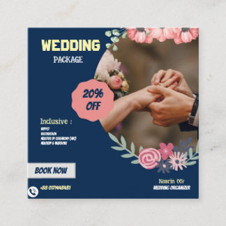Forfait de mariage élégant Carte de boîtier promot