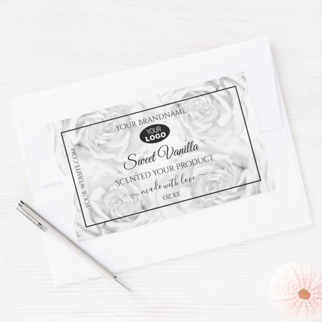 Forfait Floral noir et blanc Étiquette Logo (Enveloppe)