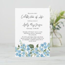 Forget me not Celebration of Life Funeral Einladung