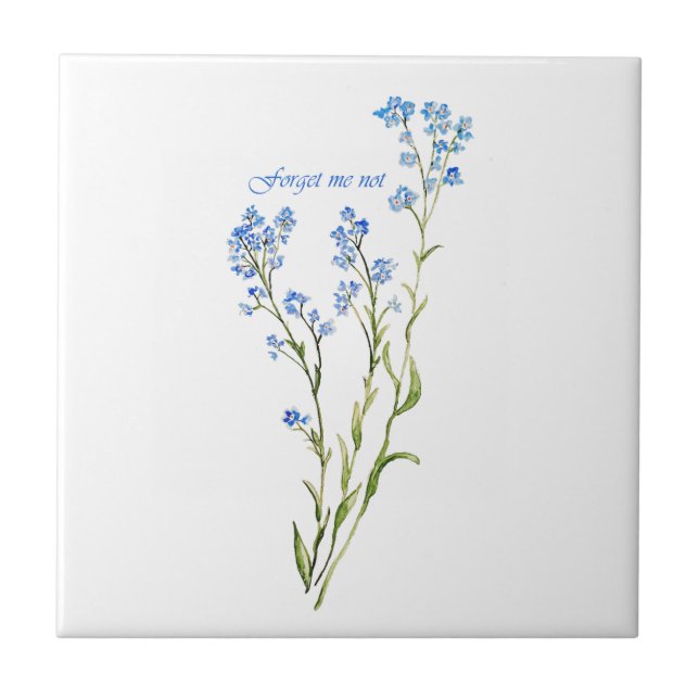 Forget me not Custom Watercolor Garden Flower Fliese (Vorderseite)