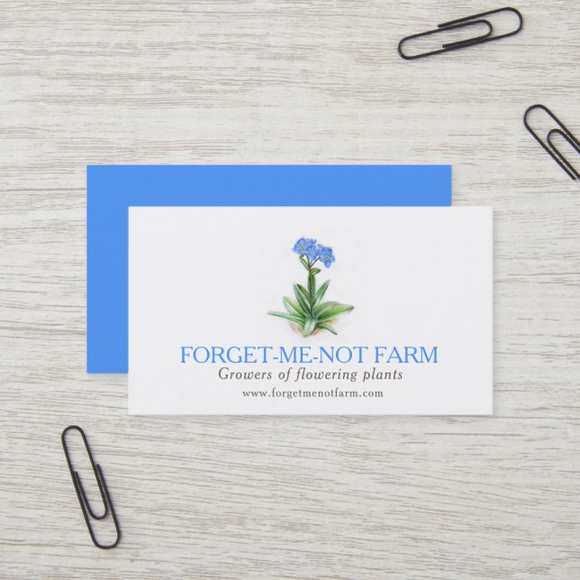 Forget-me-not farm plant suppliers business card visitenkarte (Vorderseite/Rückseite Beispiel)