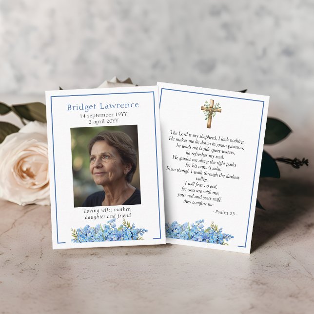 Forget-me-not Flower Memorial Psalm 23 Prayer Card Visitenkarte (Von Creator hochgeladen)
