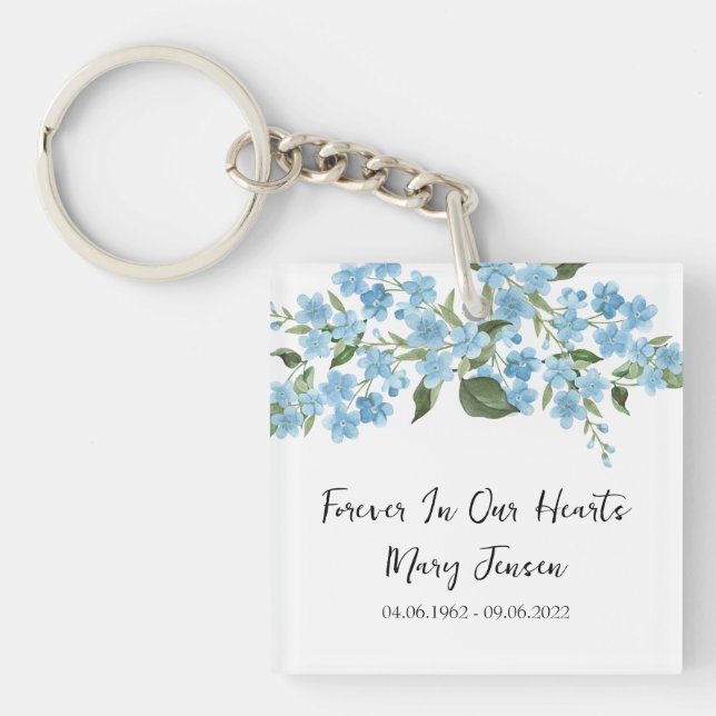 Forget me not Memorial Funeral Photo Keychain (Devant)