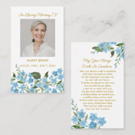 Forget me not Memorial Photo Funeral Prayer Card Visitenkarte