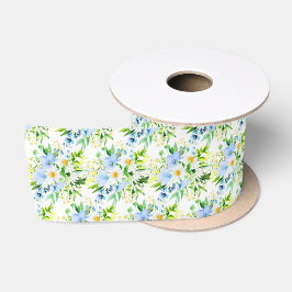 Forget-Me-Nots and Daisies Floral Satinband