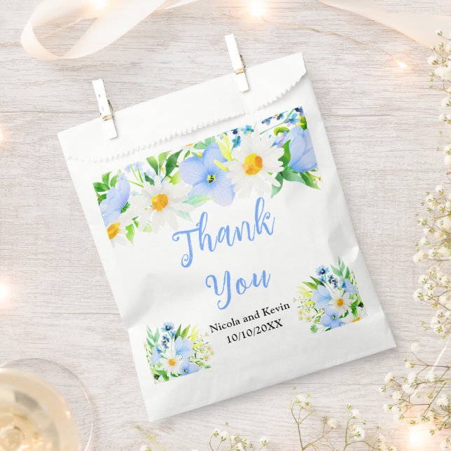 Forget-Me-Nots and Daisies Floral Wedding Geschenktütchen (Ausgeschnitten)