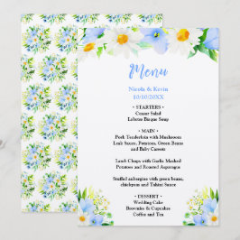 Forget-Me-Nots and Daisies Floral Wedding Menükarte