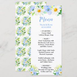 Forget-Me-Nots and Daisies Floral Wedding Menükarte