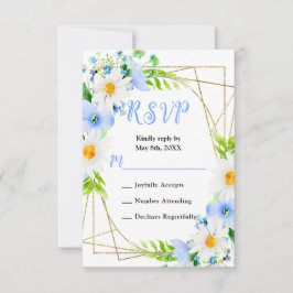 Forget Me Nots and Daisies Wedding RSVP Karte