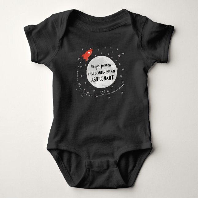 Forget princess astronaut Rakete Weltall Mond Baby Strampler (Vorderseite)