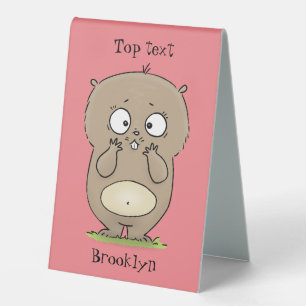 Forgetful adorable chubby hamster cartoon tischaufsteller