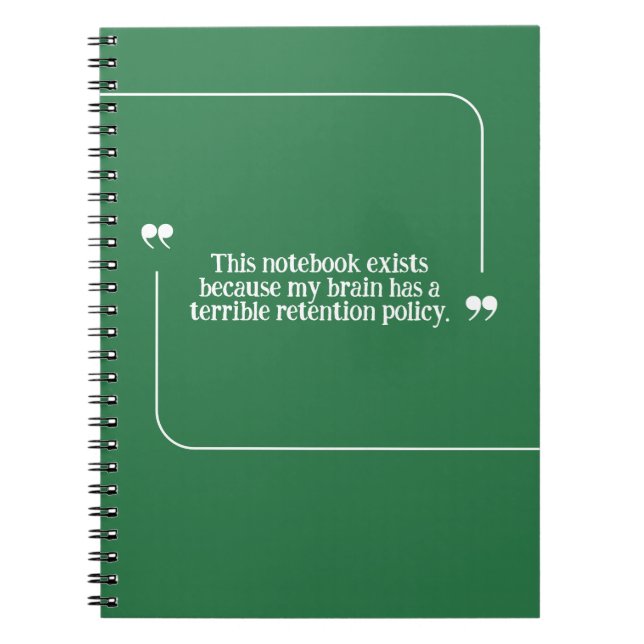 Forgetful People Retention Quote Emerald Green Notizblock (Vorderseite)