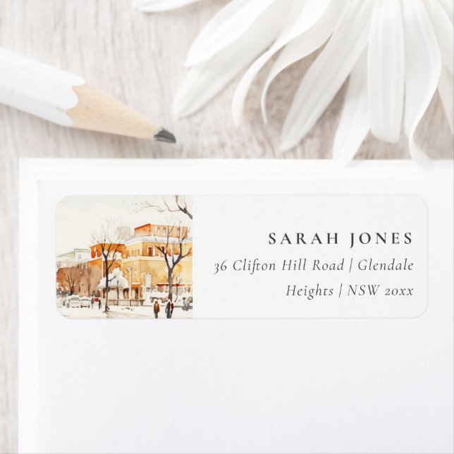 Forgo North Dakota City Scape Wasserfarbe Adresse (Insitu)