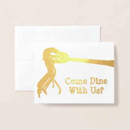 Fork Golden Spaghetti - Invitation Dîner Personnal