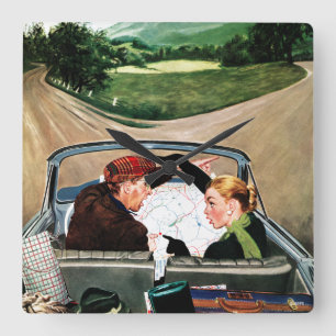 Fork in the Road Quadratische Wanduhr