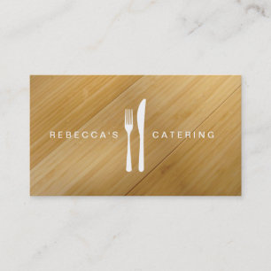 FORK & KNIFE-LOGO auf der BAMBOO WOOD Business Car Visitenkarte