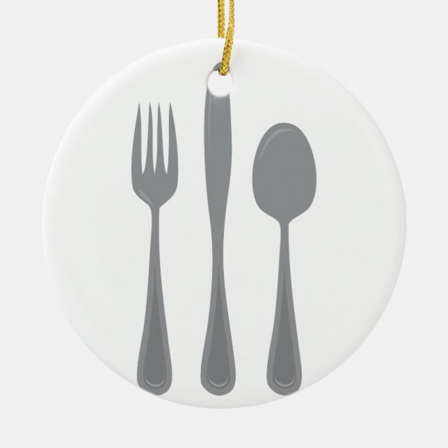 Fork Knife Spoon Keramik Ornament (Vorne)