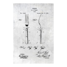 Fork Patent Print 1883 Poster