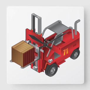 Forklift Truck Quadratische Wanduhr