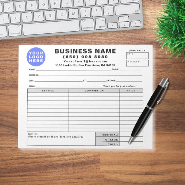 Form Business Quotation Invoice Sales Receipt Notizblock (Von Creator hochgeladen)