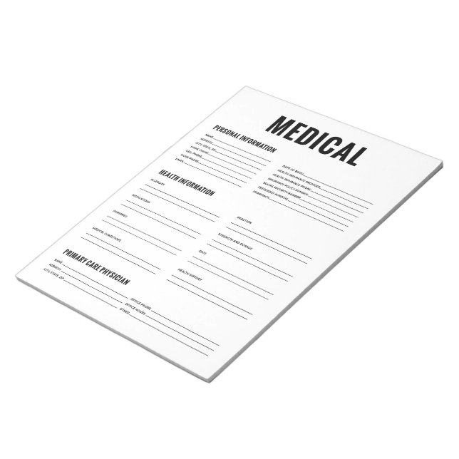 Form der medizinischen Organisation Notizblock (angewinkelt)
