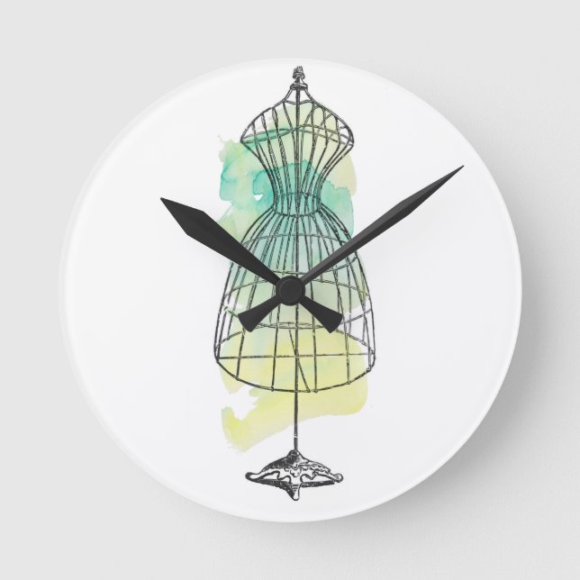 Form des Aquarellkleides Runde Wanduhr (Vorderseite)