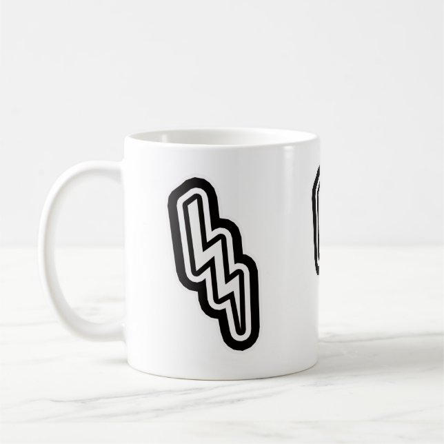 Form des Schwarz-weißen Blitzstrahls Kaffeetasse (Links)