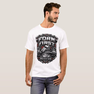 Form First Metallisches Fitness-Abzeichen-Illustra T-Shirt