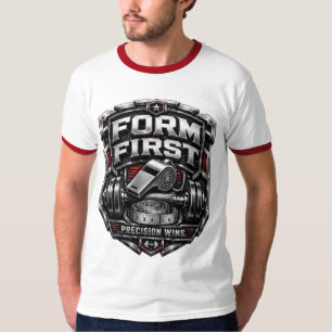 Form First Metallisches Fitness-Abzeichen-Illustra T-Shirt