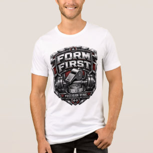 Form First Metallisches Fitnessstudio-Emblem-Abzei Tri-Blend Shirt