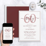 Formal 60. Geburtstag Burgundy Klassisches Skript Einladung<br><div class="desc">Feiern Sie die großen 6-0 im Stil! Nehmen Sie Ihre Geburtstagsfeier mit dieser offiziellen 60. Geburtstagsburgunde Classic Script-Einladung auf die nächste Stufe. Mit einem klassischen bordeauxfarbenen Textkasten auf weißem Hintergrund können personalisierte Details in einer modernen handgeschriebenen Kalligraphie enthalten werden. Fügen Sie auf der Rückseite der Karte ein wenig Raffinesse mit...</div>