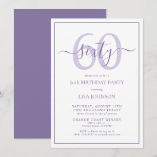Formal 60. Geburtstag Lilac Lavender Classic Scrip Einladung