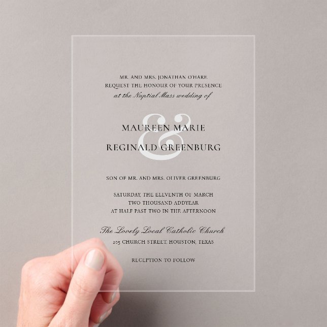 Formal Ampersand Traditionelle Hochzeit Acryleinladungen (Insitu (Handheld))