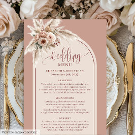 Formal Arch Pastel Pink Pampas Floral Wedding Menu