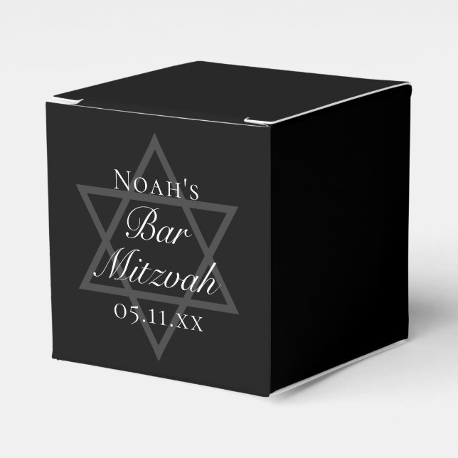 Formal Black Bar Mitzvah Star von David Custom Geschenkschachtel (Vorderseite)
