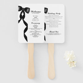 Formal Black Bow Ribbon Elegant Wedding Program Fächer