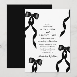 Formal Black Bow Ribbon Elegante Hochzeit Einladung
